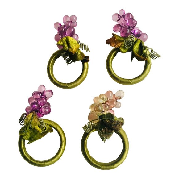 Vintage Grape Napkin Rings- Set of 4 - Picture 1 of 6